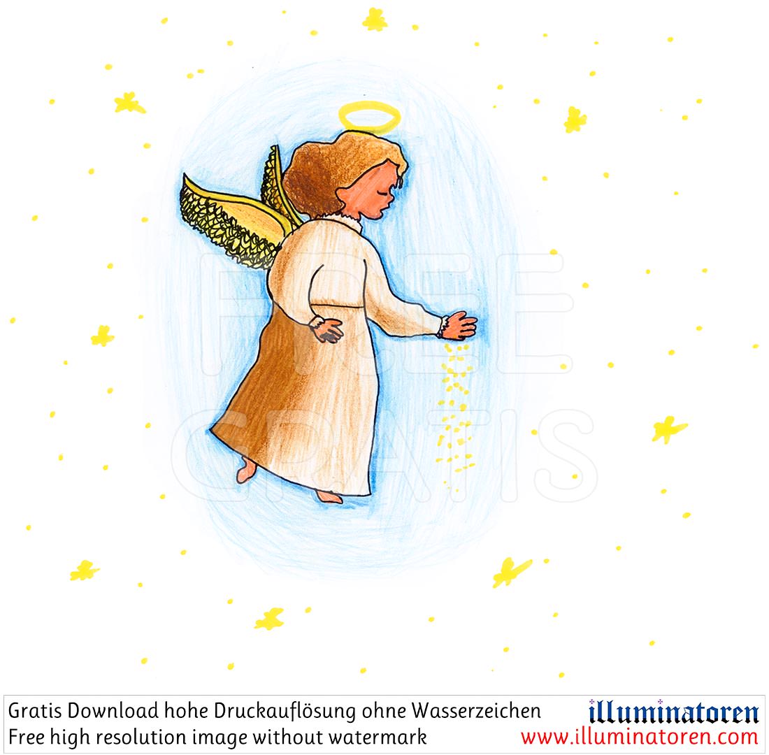 Engel, Engelchen, Sterne, weiss, Heiligenschein, Weihnachten, 24. Dezember, X-Mas, Heiligabend, Christnacht, Zeichnung, Illustration, Druckaufloesung, Gratisbild, Illuminatoren, kirchliche Jugendarbeit, katholische Kirche, Pastoralraum meggerwald pfarreie