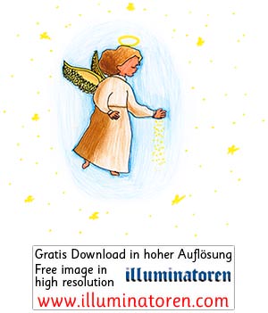 Engel, Engelchen, Sterne, weiss, Heiligenschein, Weihnachten, 24. Dezember, X-Mas, Heiligabend, Christnacht, Zeichnung, Illustration, Druckaufloesung, Gratisbild, Illuminatoren, kirchliche Jugendarbeit, katholische Kirche, Pastoralraum meggerwald pfarreie