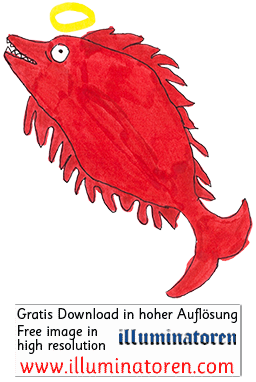 rot Horw Eglifisch, Heiligenschein, lustig, Zeichnung, Illustration, Druckaufloesung, Gratisbild, Illuminatoren, kirchliche Jugendarbeit, katholische Kirche, Pastoralraum meggerwald pfarreien, Horw, Christentum