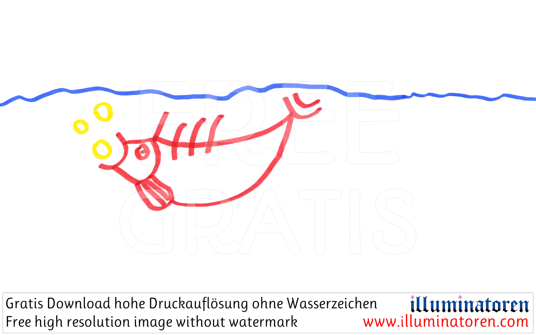 Fisch, rot, Horw, Blasen, blubbern, schwimmend, Wasser, abstrakt, Symbol, Zeichnung, Illustration, Druckaufloesung, Gratisbild, Illuminatoren, kirchliche Jugendarbeit, katholische Kirche, Pastoralraum meggerwald pfarreien, Horw, Christentum