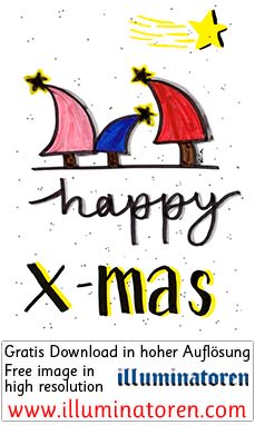 Happy Xmas, abstrakte Tannenbaeume, Weihnachtsstern, Karte, Schneesturm, Weihnachten, 24. Dezember, X-Mas, Heiligabend, Christnacht, Zeichnung, Illustration, Druckaufloesung, Gratisbild, Illuminatoren, kirchliche Jugendarbeit, katholische Kirche, Pastoral