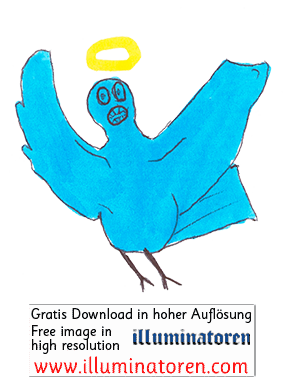 Heiliger Geist lustig, blauer Vogel, Heiligenschein, Zeichnung, Illustration, Druckaufloesung, Gratisbild, Illuminatoren, kirchliche Jugendarbeit, katholische Kirche, Pastoralraum meggerwald pfarreien, Horw, Christentum