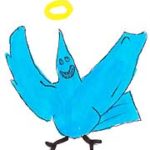 Heiliger Geist lustig, blauer Vogel, Heiligenschein, Zeichnung, Illustration, Druckaufloesung, Gratisbild, Illuminatoren, kirchliche Jugendarbeit, katholische Kirche, Pastoralraum meggerwald pfarreien, Horw, Christentum