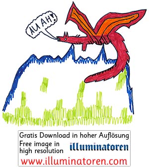 Horw Pilatus roter Drache, piecksen, stoesst sich, Aua, Zeichnung, Illustration, Druckaufloesung, Gratisbild, Illuminatoren, kirchliche Jugendarbeit, katholische Kirche, Pastoralraum meggerwald pfarreien, Horw, Christentum