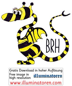 Blauring Horw, Drache, gelb schwarz, Logo Maskottchen, BRH, Comic, Cartoon, Clipart, Zeichnung, Bild, Kunst, Kuenstler, Christentum, Kirche