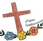 Kreuz, Meine Erstkommunion, Blumen, Deko, Comic, Cartoon, Clipart, Zeichnung, Bild, Kunst, Kuenstler, Christentum, Kirche