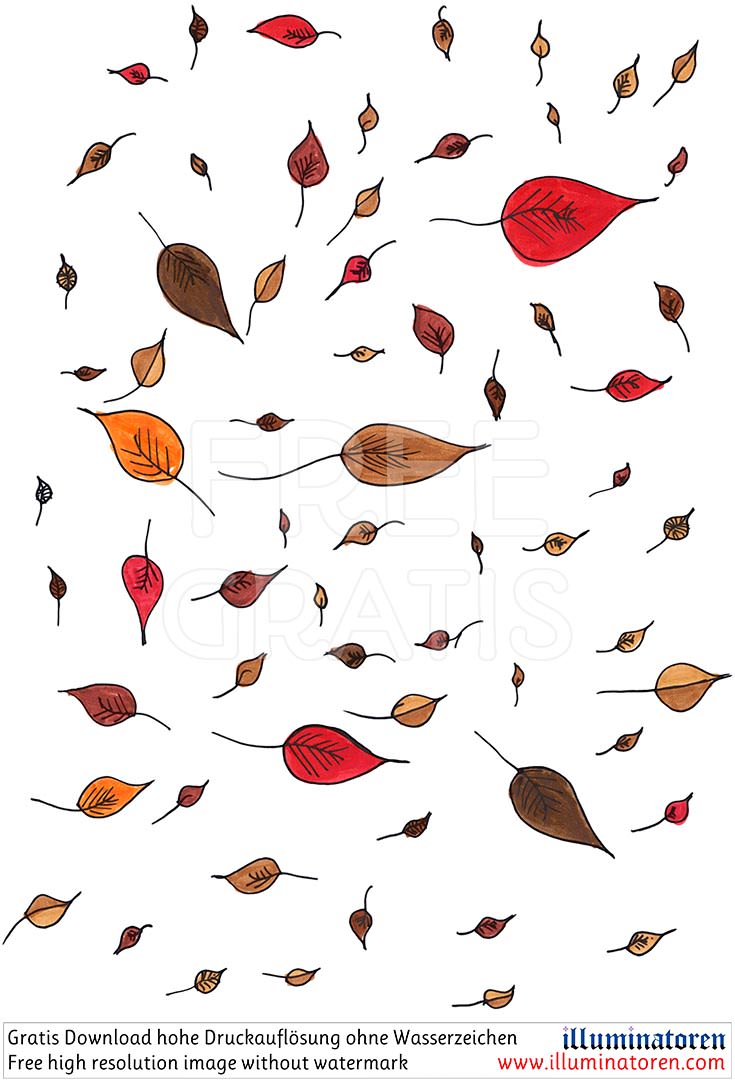 Herbstlaub, Deko, Blaetter, rot braun orange, Hintergrund, gezeichnet, Comic, Cartoon, Clipart, Zeichnung, Bild, Kunst, Kuenstler, Christentum, Kirche