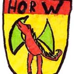 Horw Gemeinde, Drache, Wappen Fahne, gelb rot, Comic, Cartoon, Clipart, Zeichnung, Bild, Kunst, Kuenstler, Christentum, Kirche