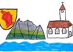 Horw Gemeinde, Wappen Eglifisch, Pilatus Berg, St Katharina Pfarrkirche, See, Comic, Cartoon, Clipart, Zeichnung, Bild, Kunst, Kuenstler, Christentum, Kirche