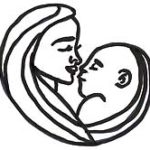 Mutter haelt Baby Kind, abstrakt, schwarzweiss, Comic, Cartoon, Clipart, Zeichnung, Bild, Kunst, Kuenstler, Christentum, Kirche